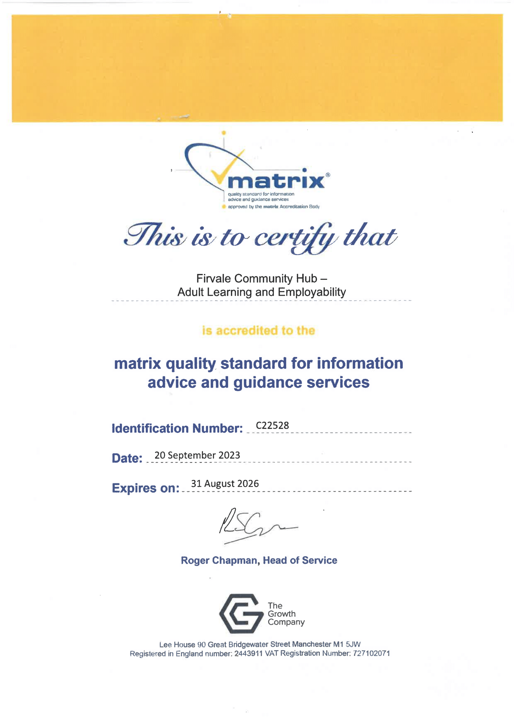 Matrix Quality Standard for Information Advice and Services